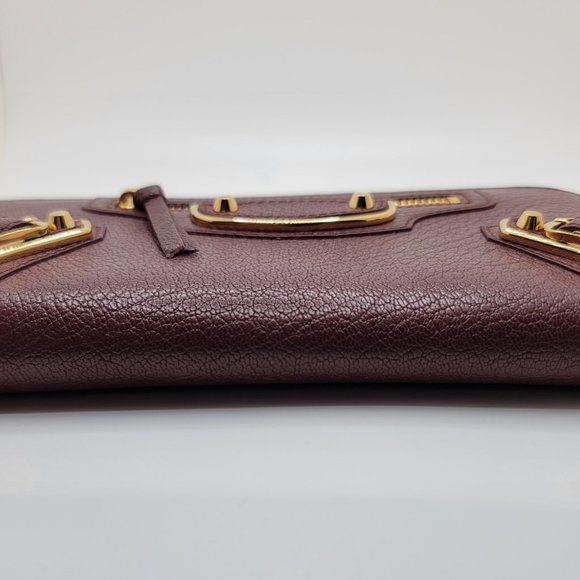 ❌SOLD❌ Balenciaga Red Burgundy Maroon Gold Continental Zip Around Wallet Moto - Picture 6 of 17